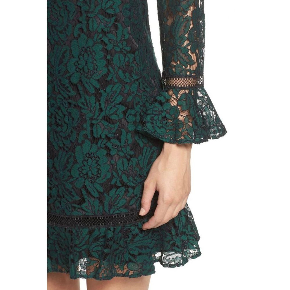 Eliza J Bell Sleeve Lace Shift Dress Green 14 - Picture 5 of 10